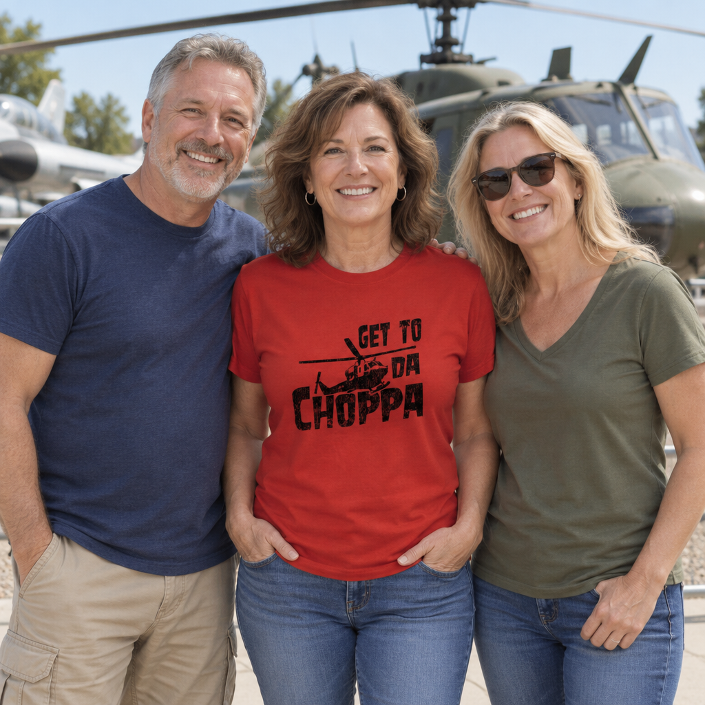 Get to Da Choppa — Red T-Shirt — lifestyle group