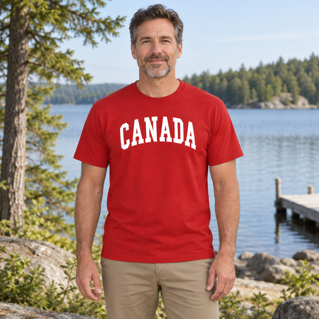 Canada Collegiate Lettering — Red T-Shirt — lifestyle hero