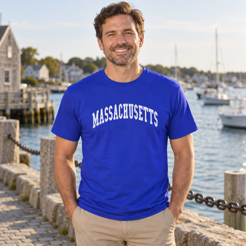 Massachusetts Collegiate Letters — Royal Blue T-Shirt — lifestyle alt