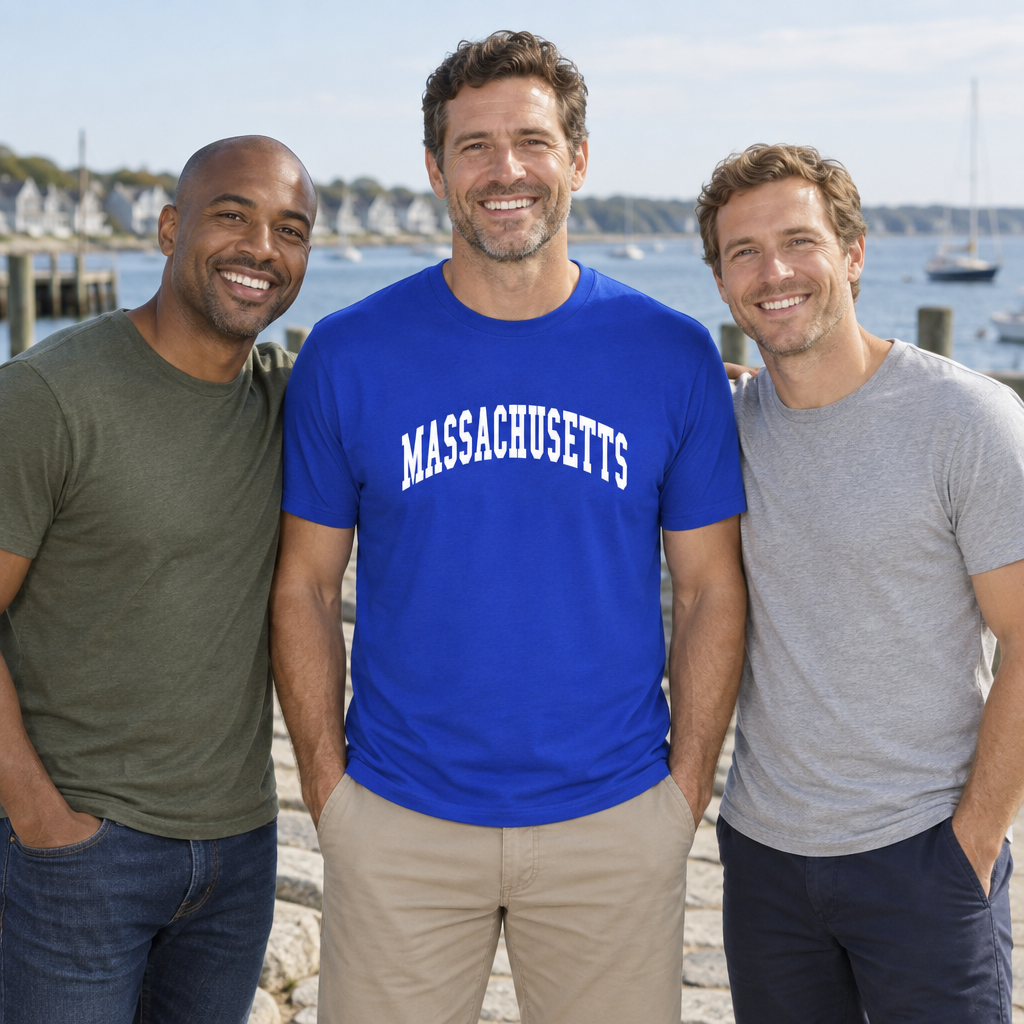 Massachusetts Collegiate Letters — Royal Blue T-Shirt — lifestyle group