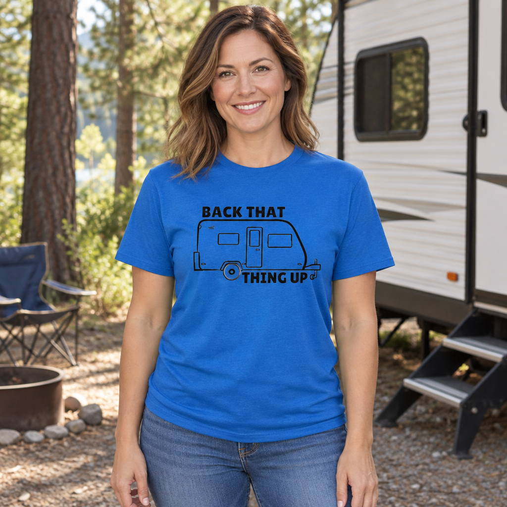 Back That Thing Up Camper — Royal Blue T-Shirt — lifestyle hero