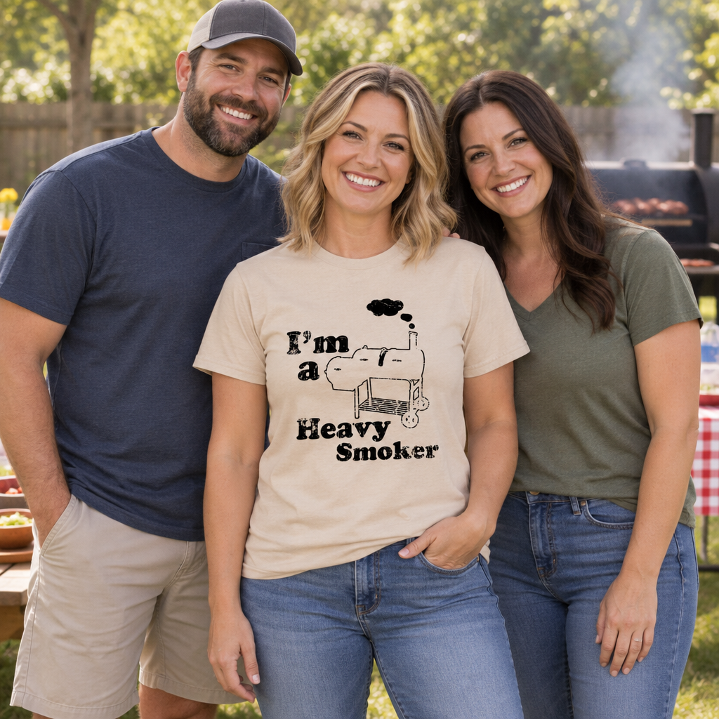 I'm a Heavy Smoker BBQ — Sand T-Shirt — lifestyle group