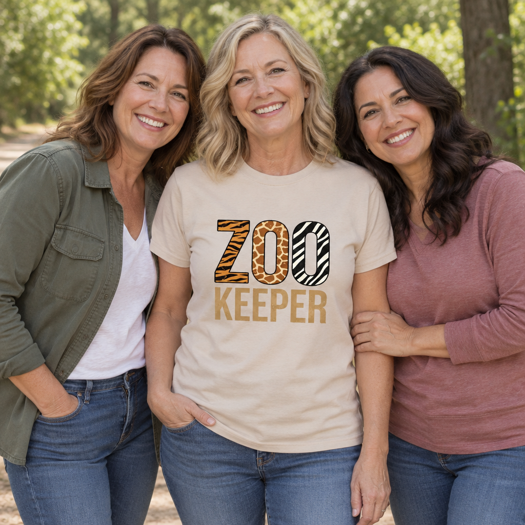 Zoo Keeper Tired Moms — Sand T-Shirt — lifestyle group