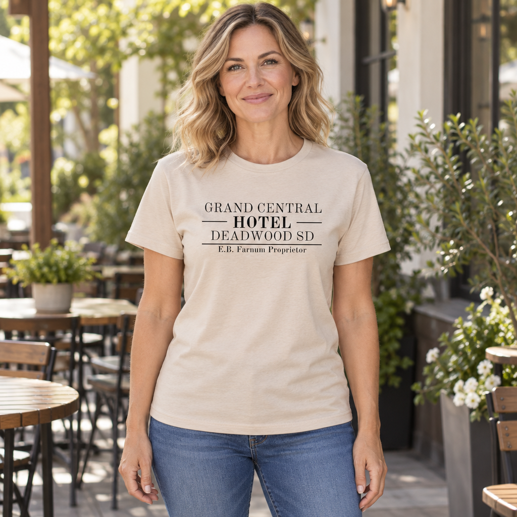 Deadwood South Dakota — Sand T-Shirt — lifestyle hero