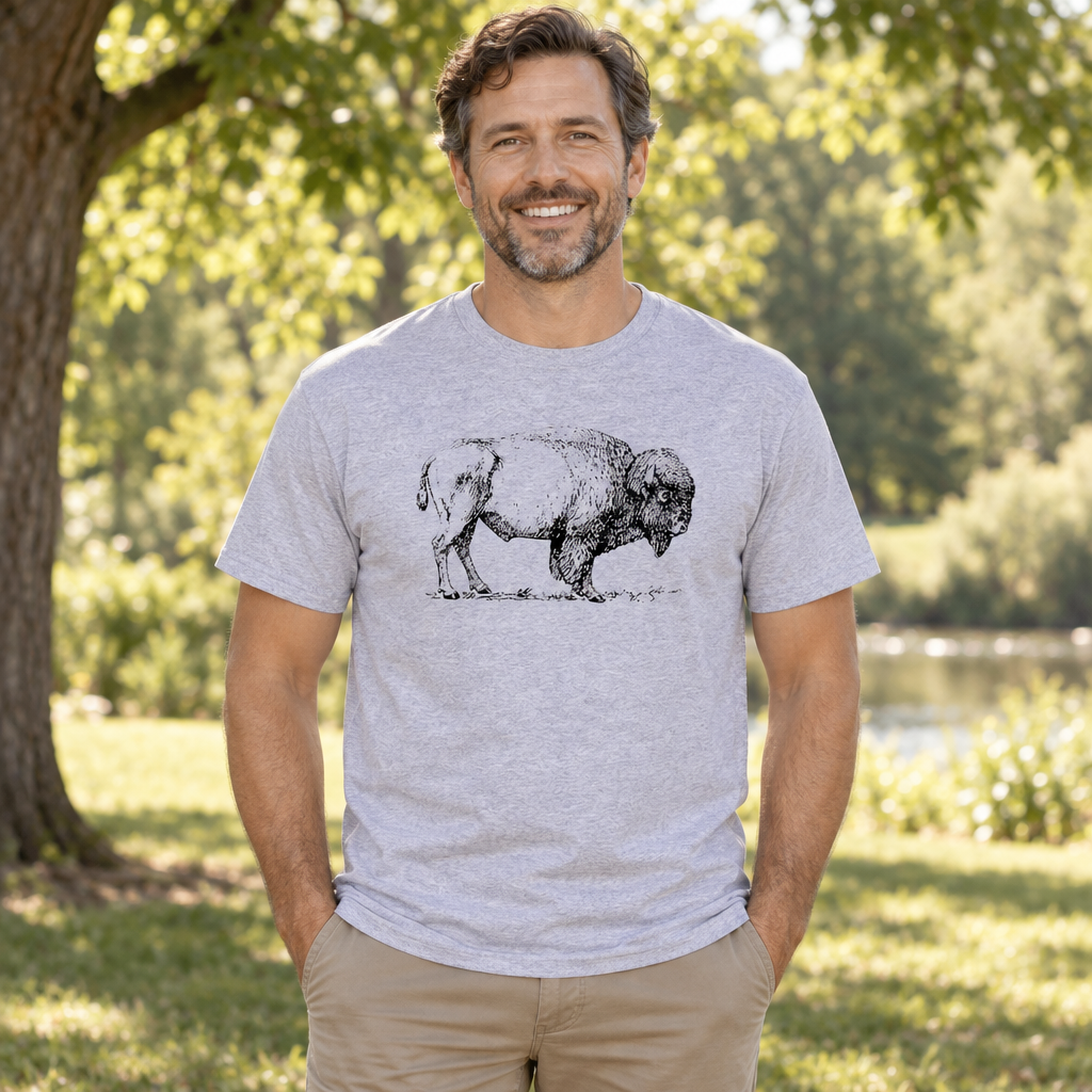 Bison Illustration — Sport Gray T-Shirt — lifestyle alt