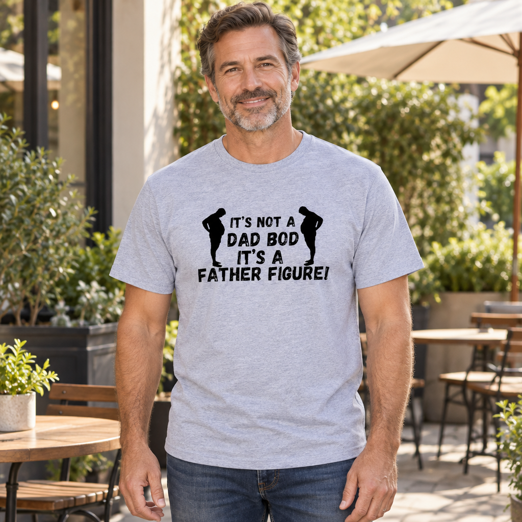 Dad Bod Father Figure Funny — Sport Gray T-Shirt — lifestyle hero