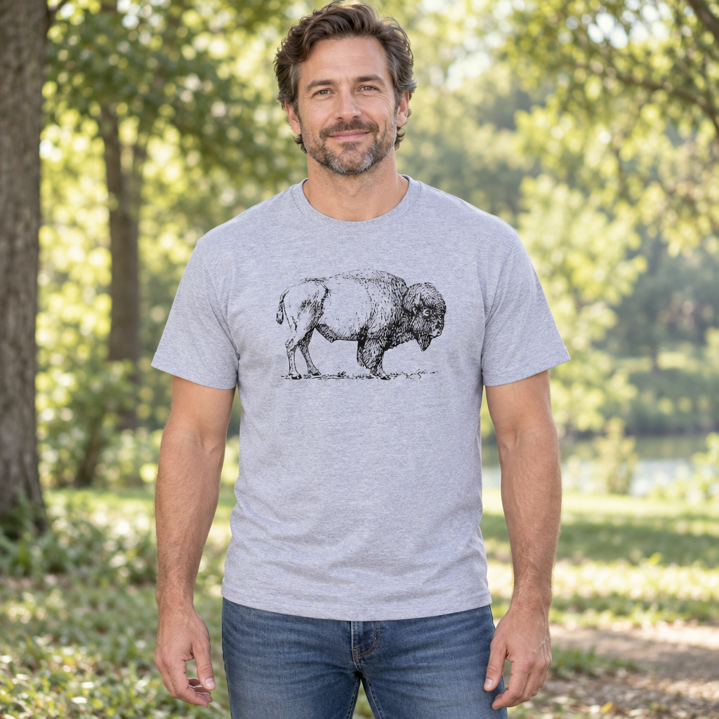 Bison Illustration — Sport Gray T-Shirt — lifestyle hero