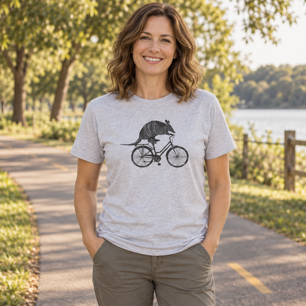 Armadillo Riding a Bicycle — Sport Gray T-Shirt — lifestyle alt