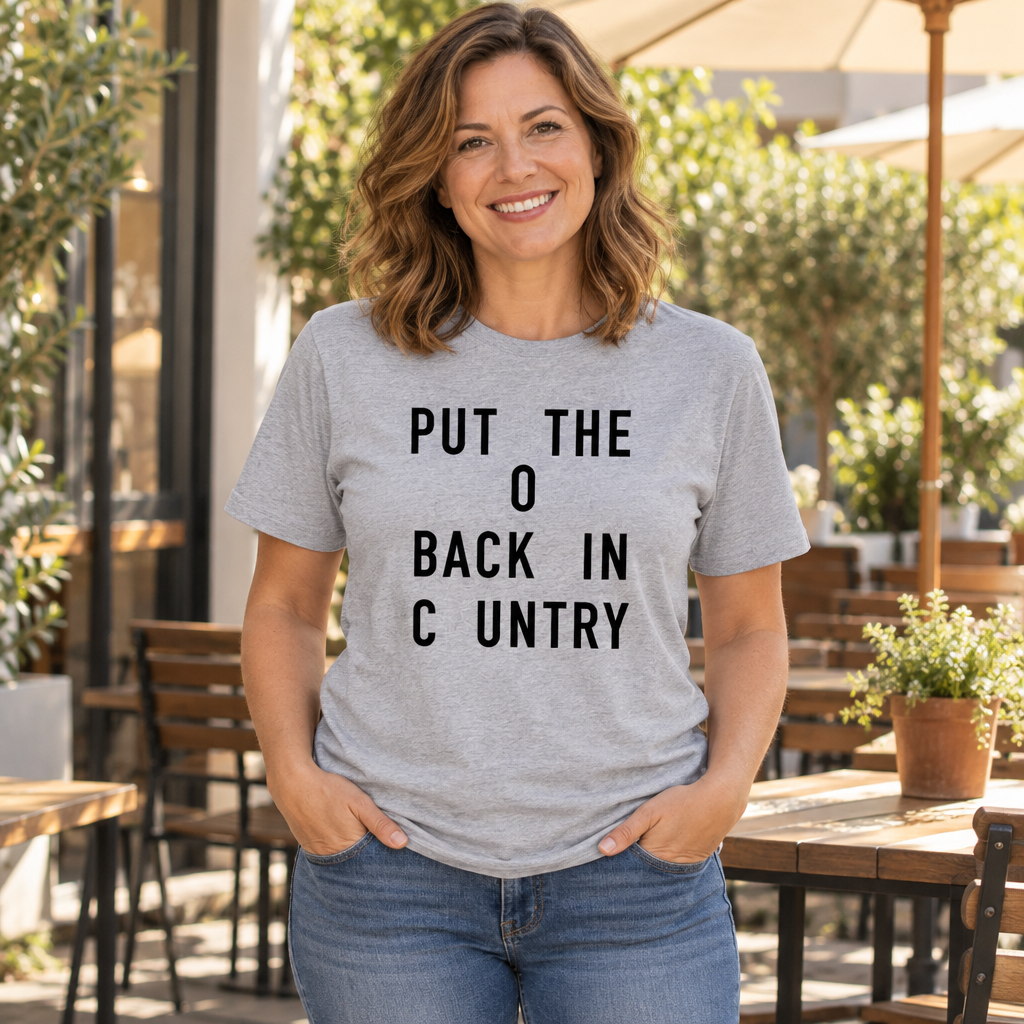 Funny Adult Crude Humor Tee Put The O Back In Country — Sport Gray T-Shirt — lifestyle alt