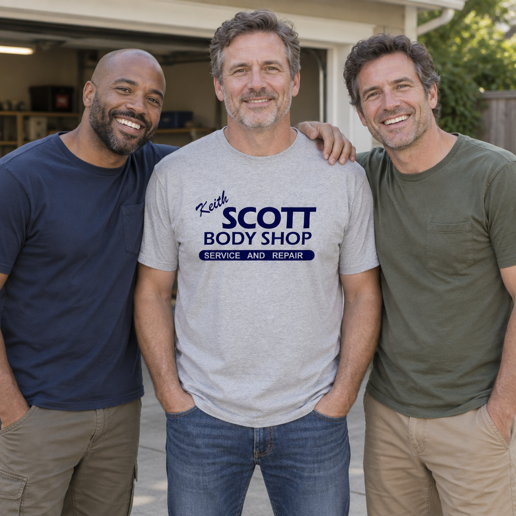Keith Scott Body Shop — Sport Gray T-Shirt — lifestyle group