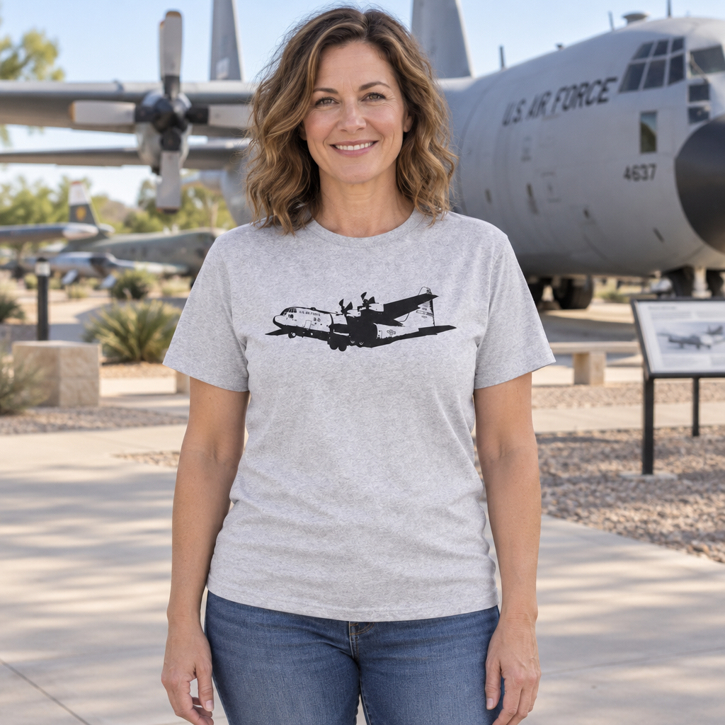 C-130 Aircraft Silhouette — Sport Gray T-Shirt — lifestyle hero
