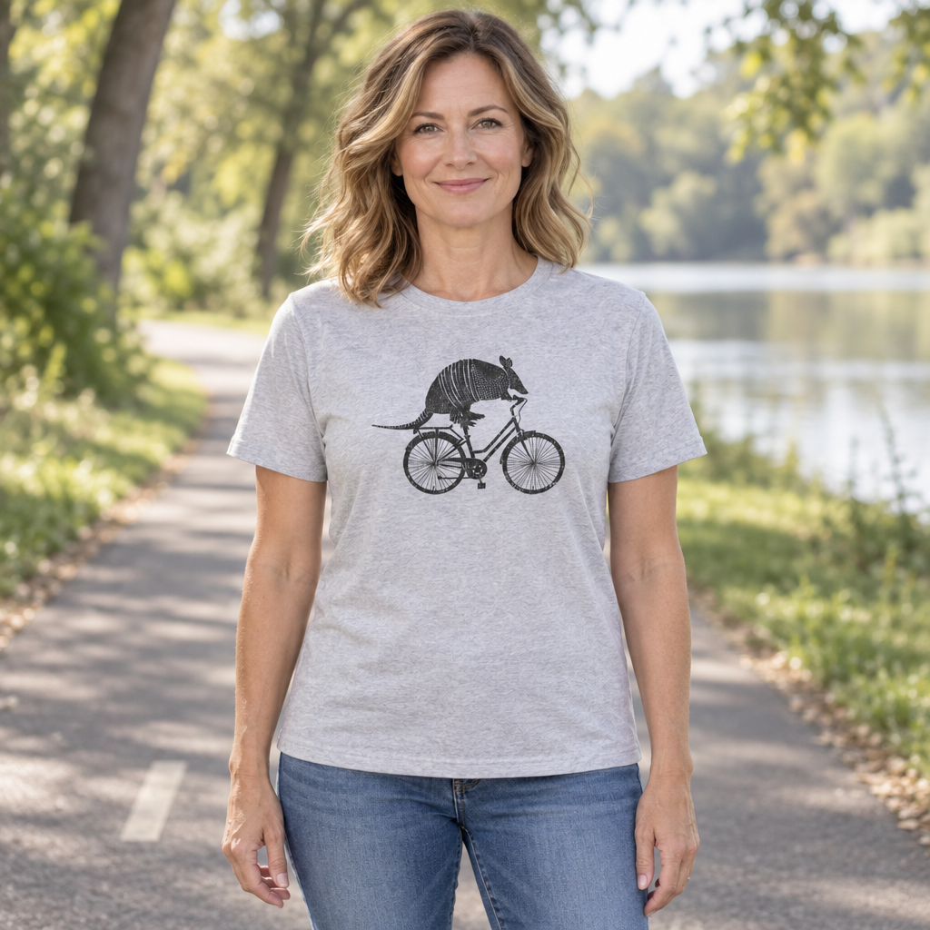 Armadillo Riding a Bicycle — Sport Gray T-Shirt — lifestyle hero