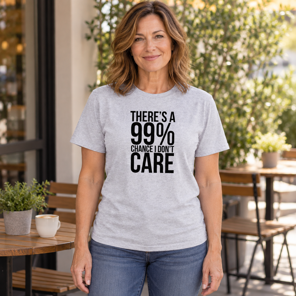 99 Percent Chance I Don't Care — Sport Gray T-Shirt — lifestyle hero