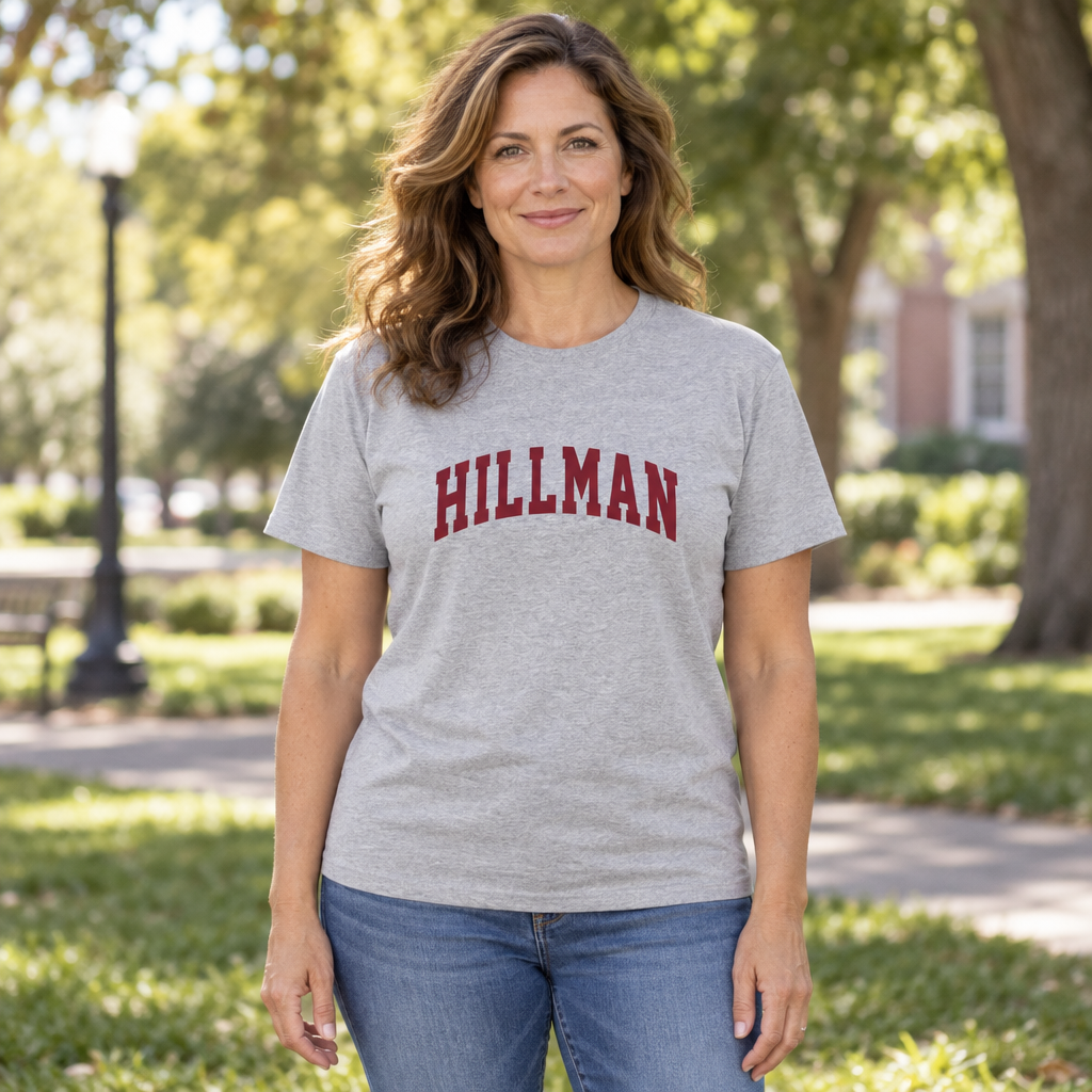 Hillman Collegiate Lettering — Sport Gray T-Shirt — lifestyle hero