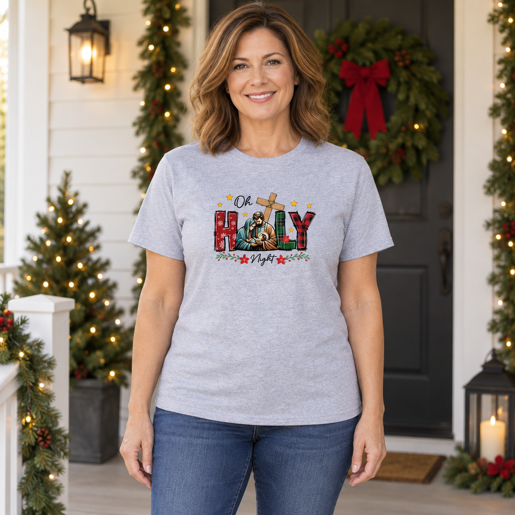 Oh Holy Night Nativity — Sport Gray T-Shirt — lifestyle hero