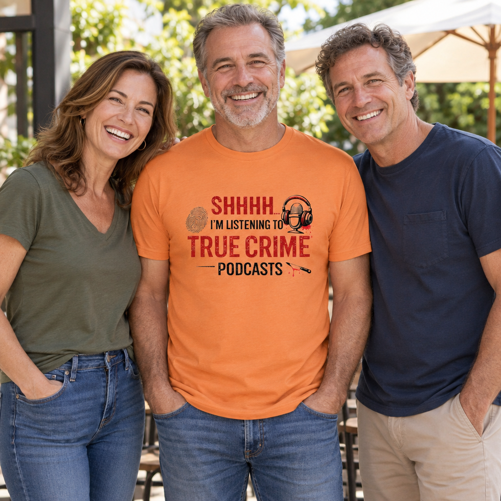 True Crime Podcasts — Tangerine T-Shirt — lifestyle group