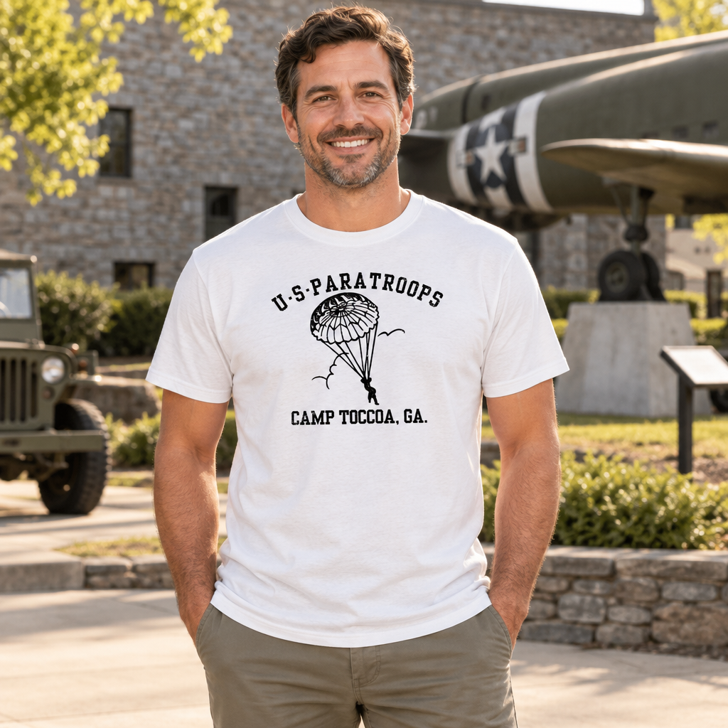 US Paratroops Camp Toccoa — White T-Shirt — lifestyle alt