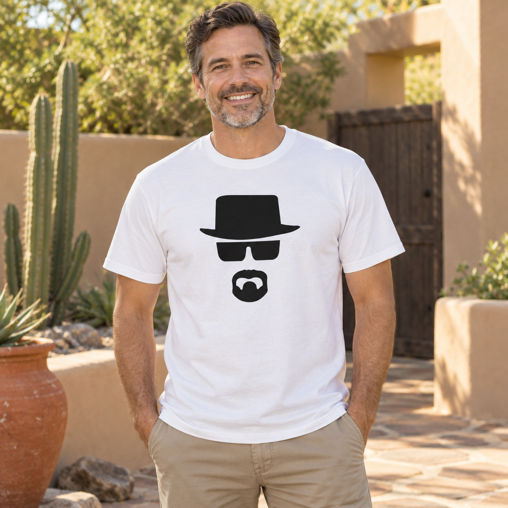 Hat Glasses and Beard Silhouette — White T-Shirt — lifestyle alt
