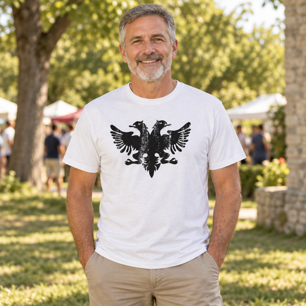 Albanian Double-Headed Eagle — White T-Shirt — lifestyle alt