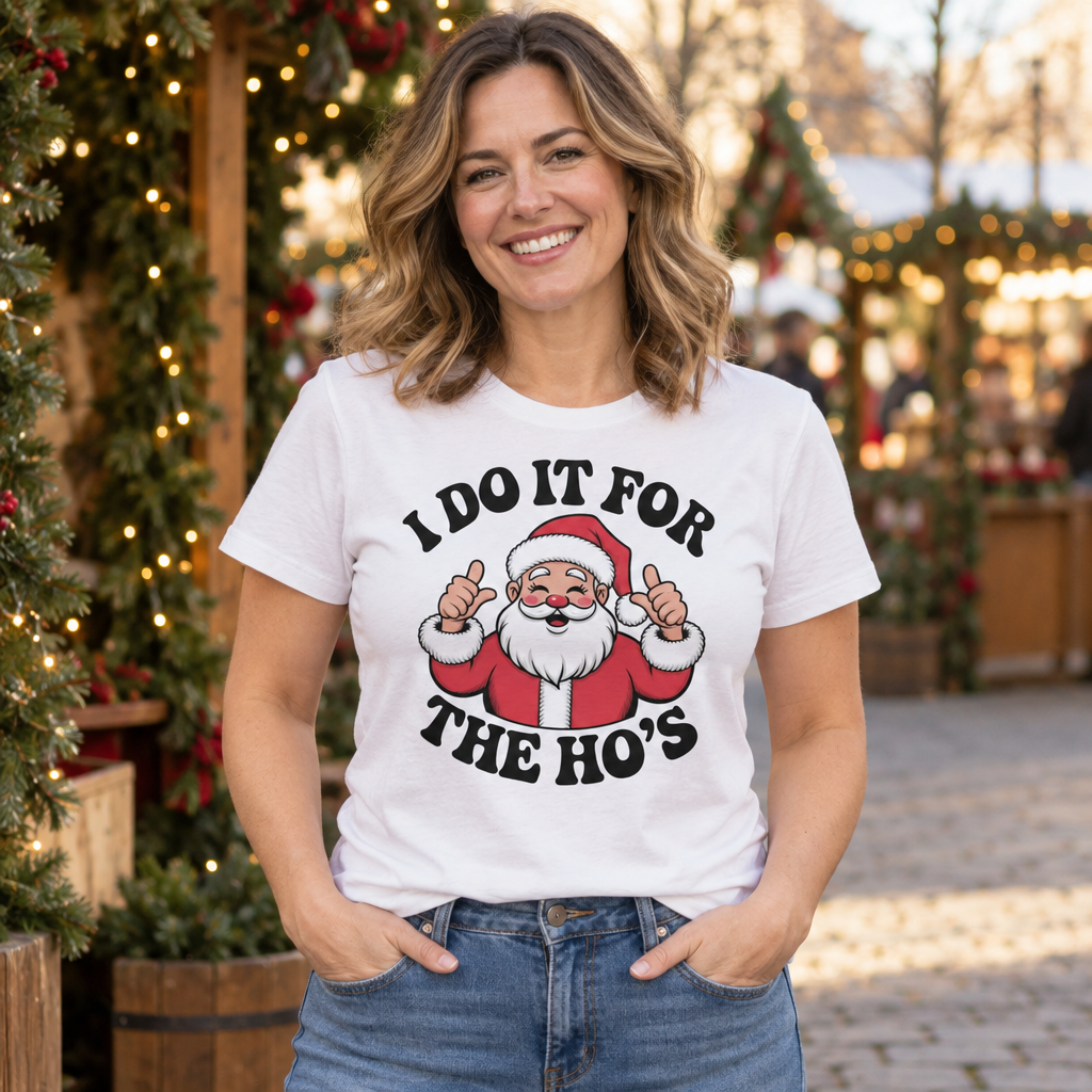 Hilarious I Do It For The Ho’s Santa — White T-Shirt — lifestyle alt