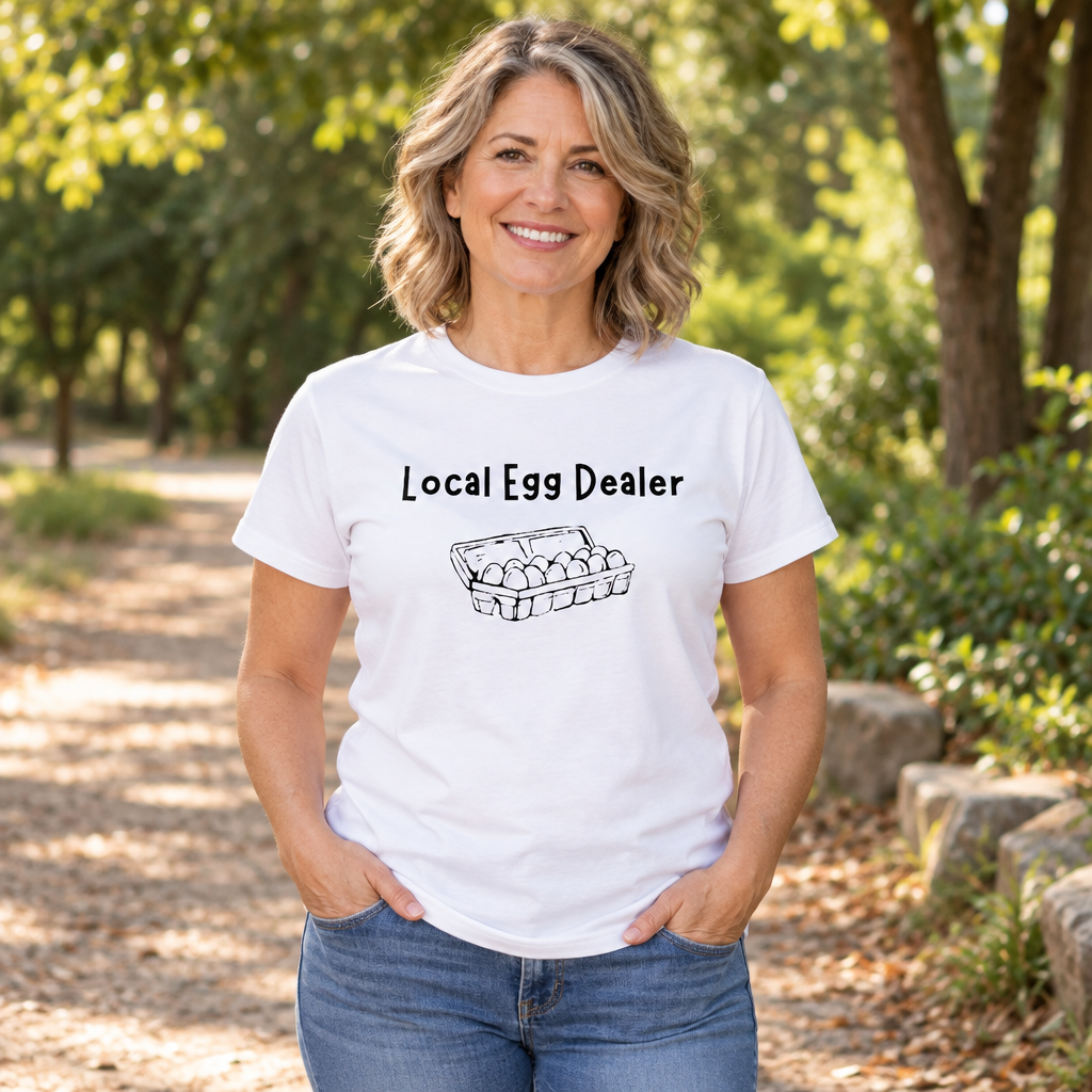 Chicken Local Egg Dealer — White T-Shirt — lifestyle alt
