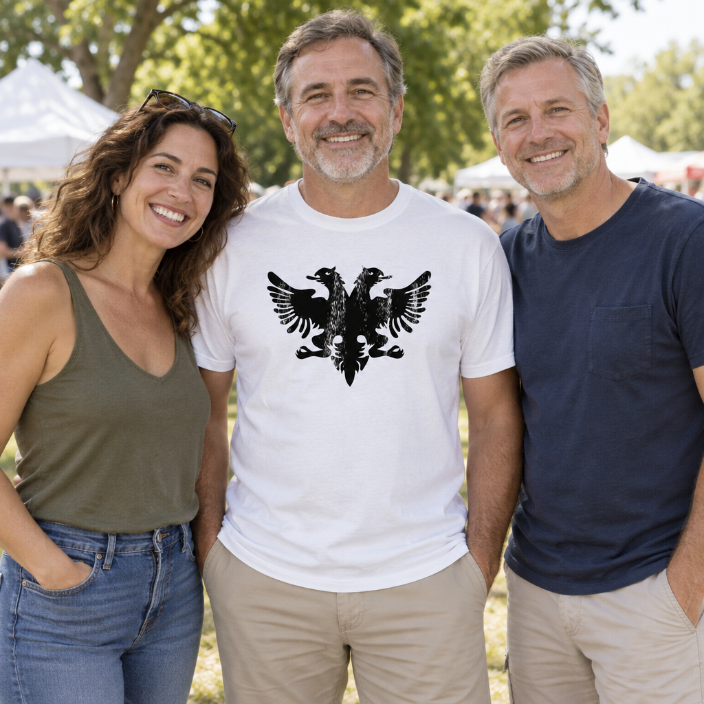 Albanian Double-Headed Eagle — White T-Shirt — lifestyle group