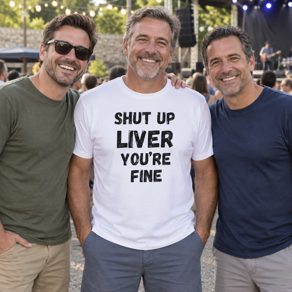 Shut Up Liver You Are Fine — White T-Shirt — lifestyle group