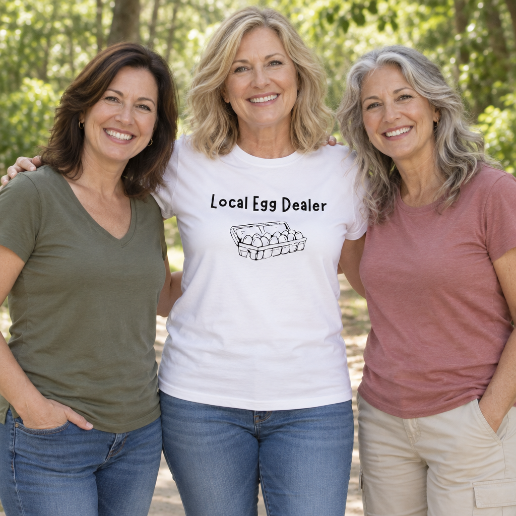 Chicken Local Egg Dealer — White T-Shirt — lifestyle group