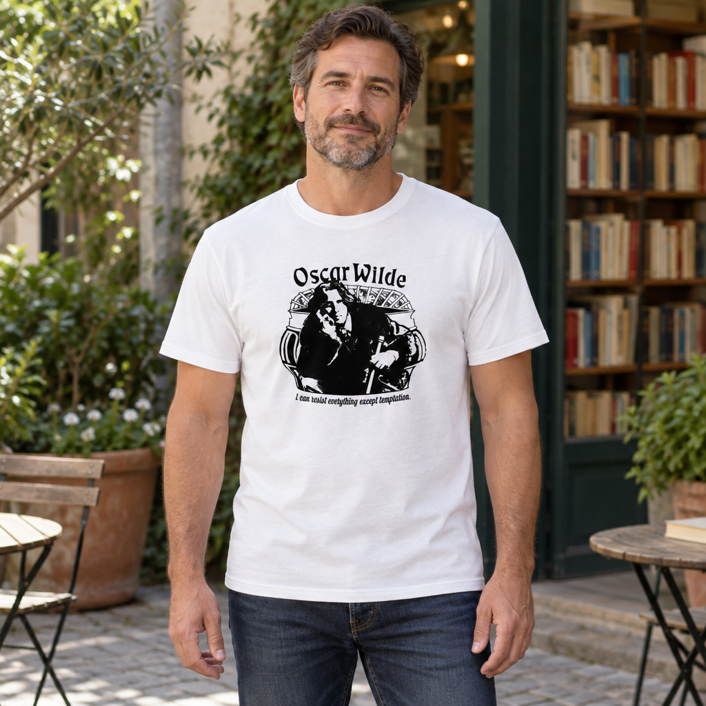 Oscar Wilde Temptation Portrait — White T-Shirt — lifestyle hero