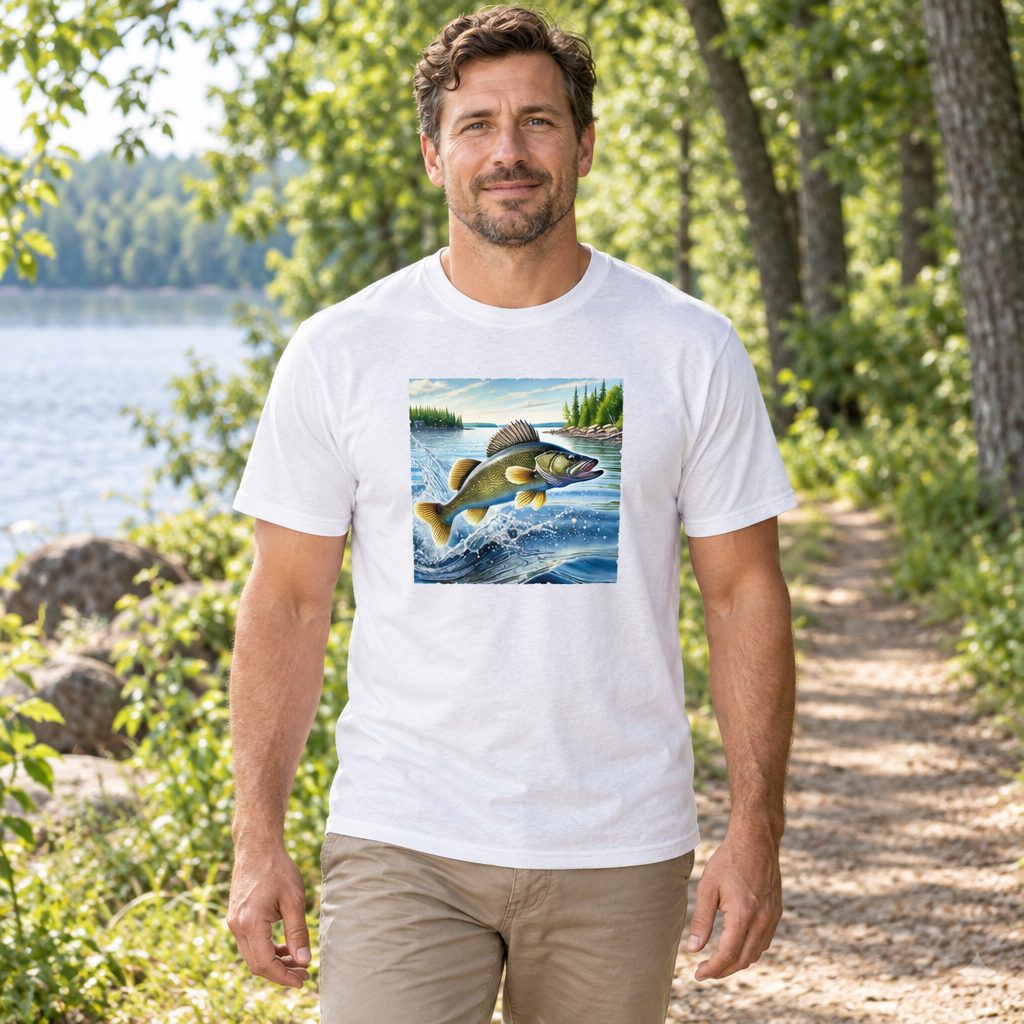 Walleye Fish — White T-Shirt — lifestyle hero