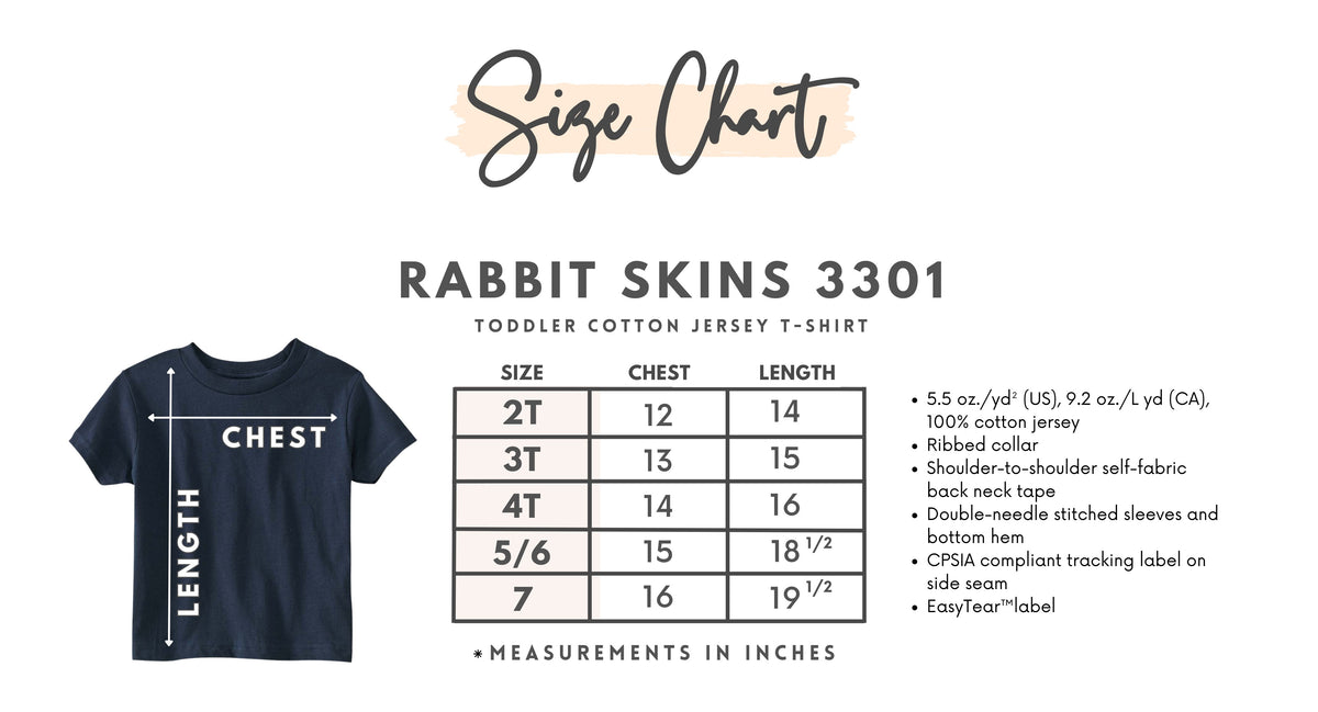 Toddler T-Shirt size chart