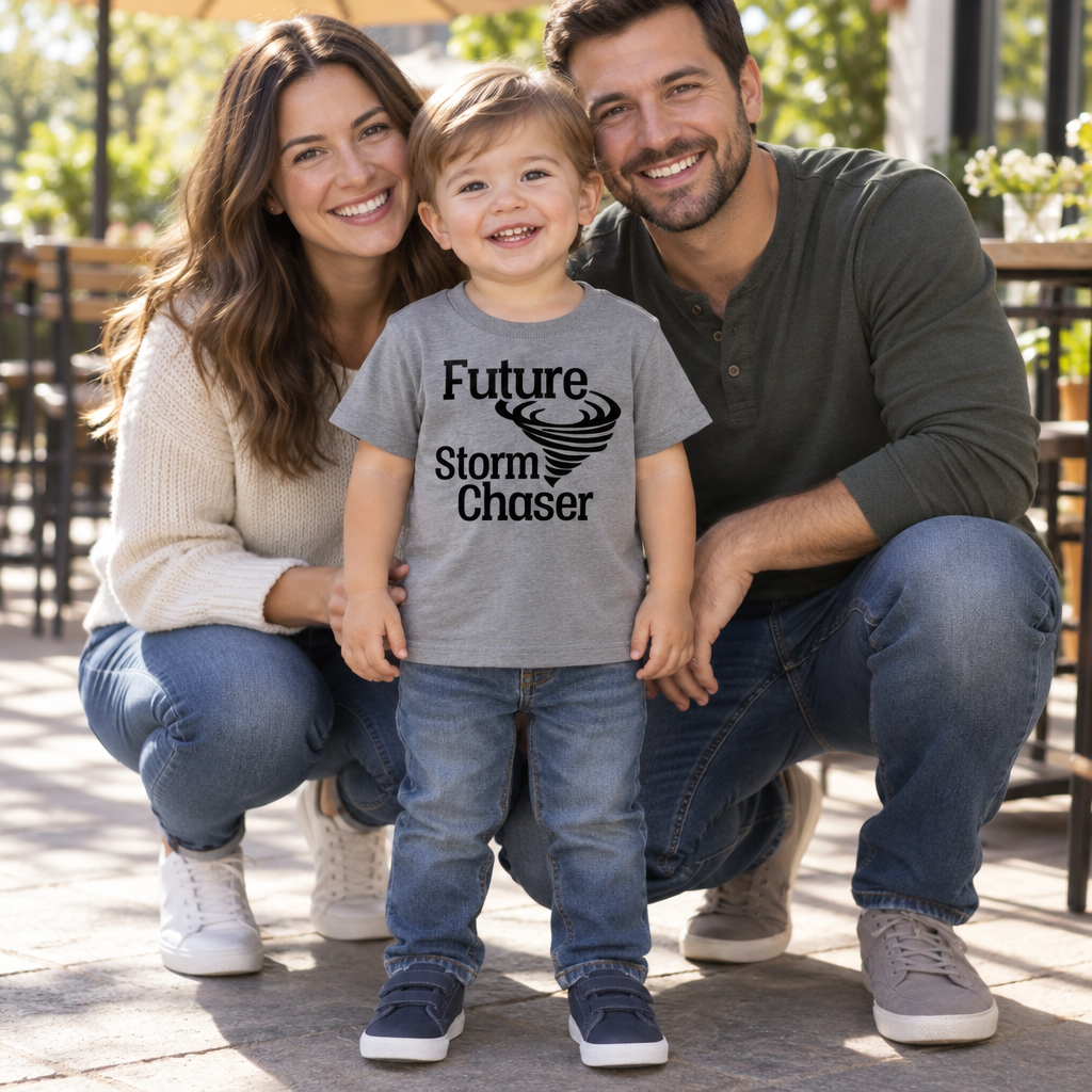 Future Storm Chaser — Charcoal Toddler T-Shirt — lifestyle group