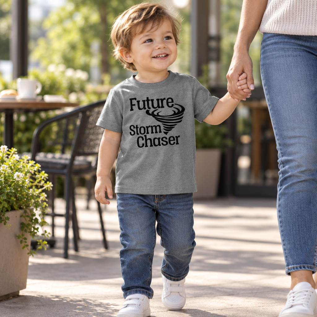 Future Storm Chaser — Charcoal Toddler T-Shirt — lifestyle hero