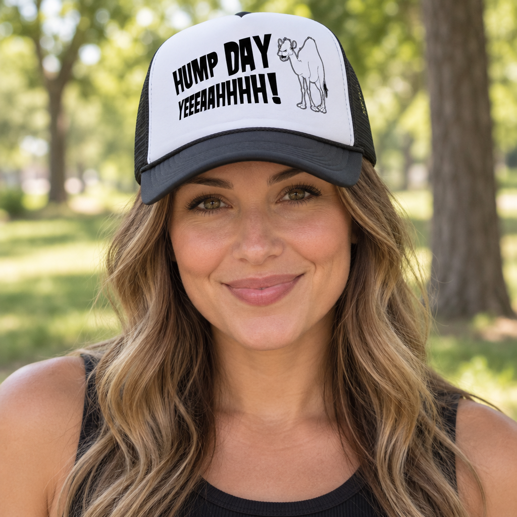 Hump Day Yeahhhh — Black Trucker Hat — lifestyle alt