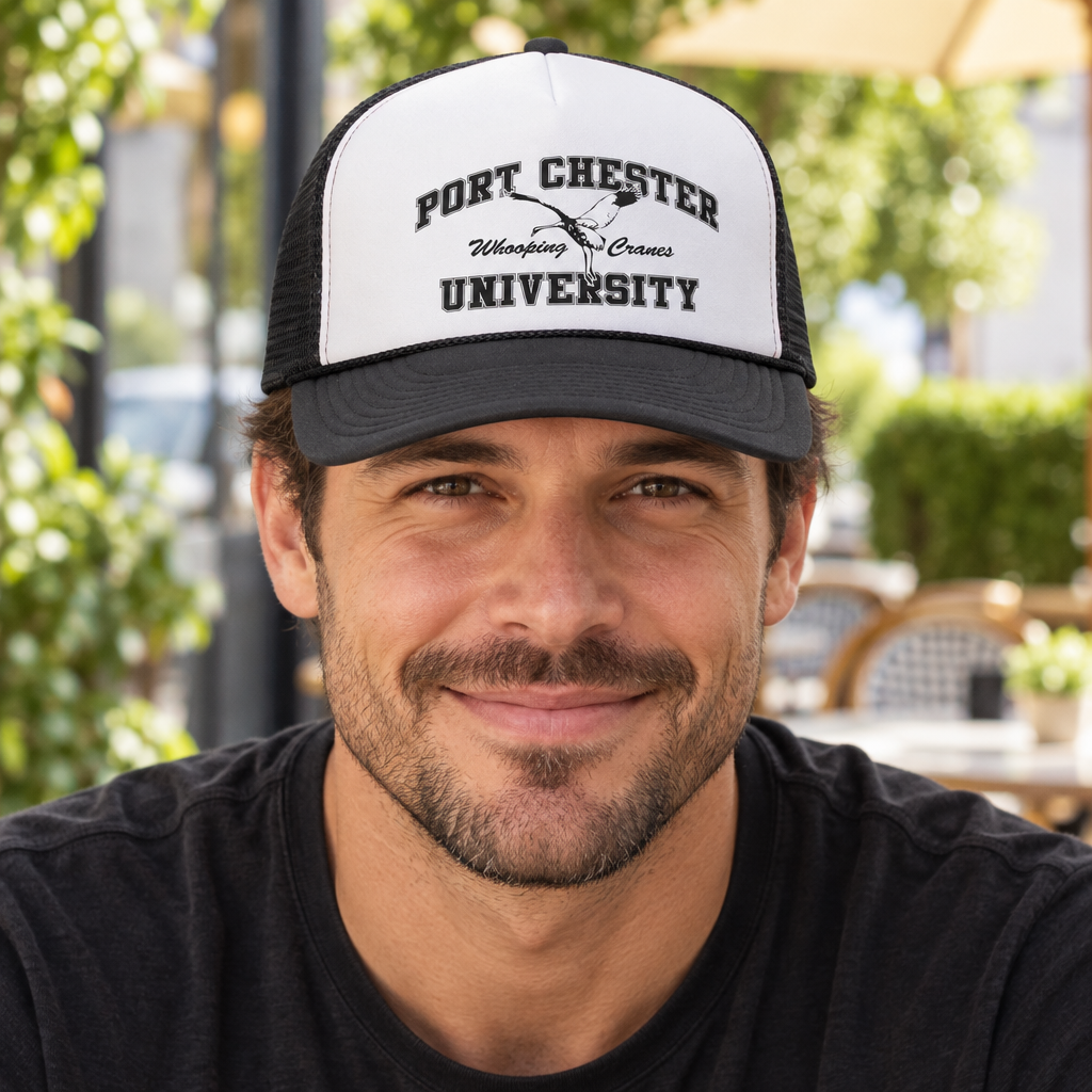 Port Chester Whooping Cranes — Black Trucker Hat — lifestyle alt