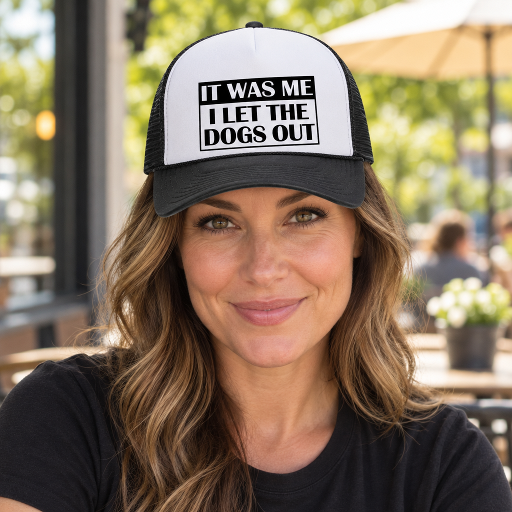 I Let the Dogs Out — Black Trucker Hat — lifestyle alt