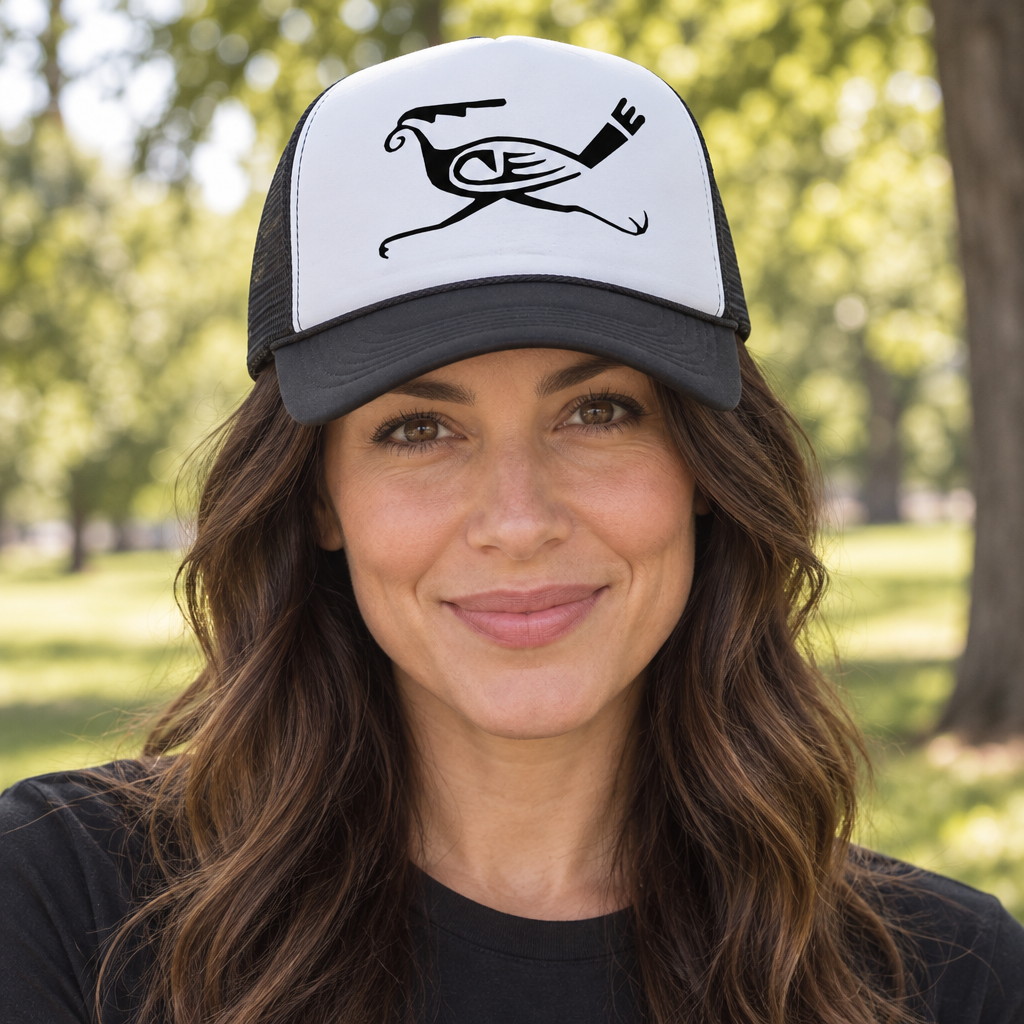 Roadrunner Symbol — Black Trucker Hat — lifestyle alt