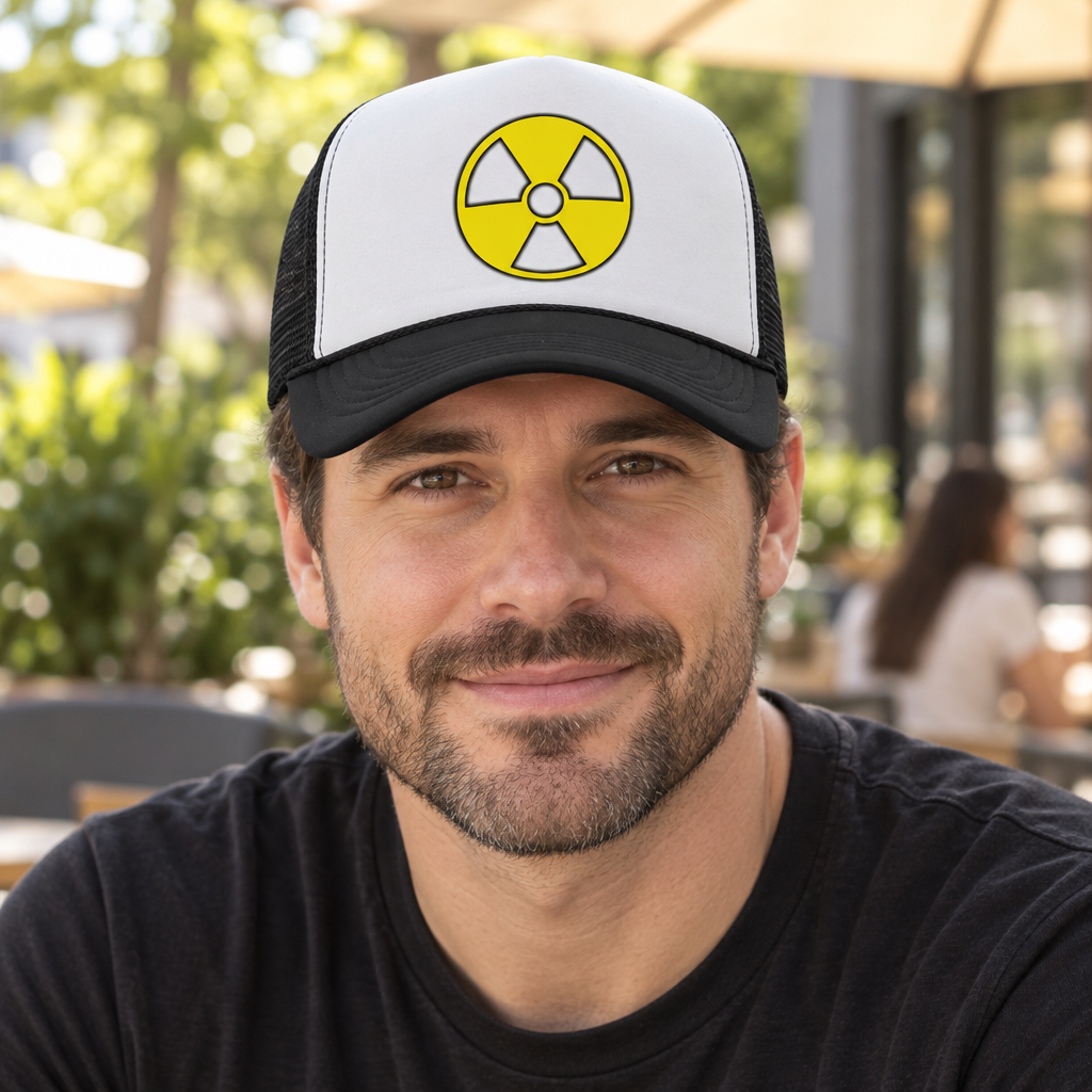 Radioactive Symbol — Black Trucker Hat — lifestyle alt