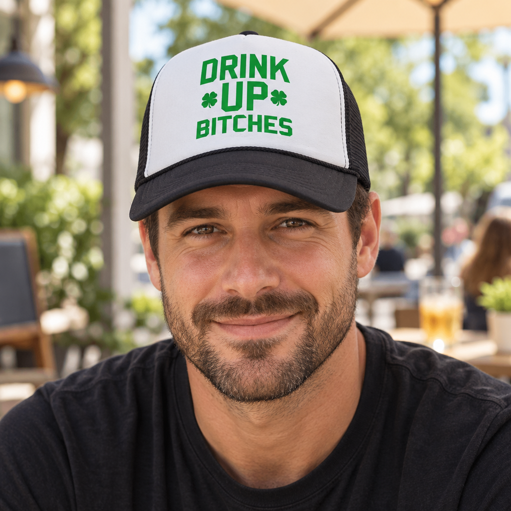 Drink Up Bitches — Black Trucker Hat — lifestyle alt
