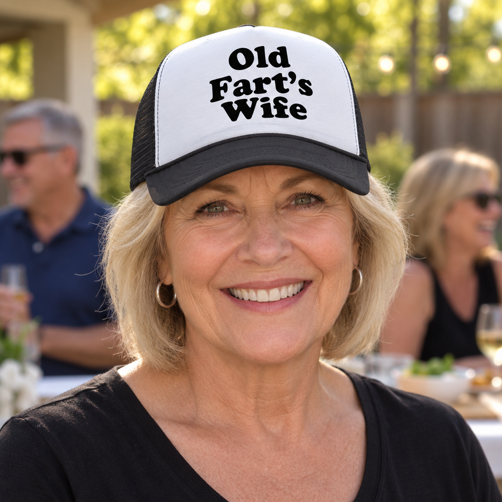Old Fart's Wife — Black Trucker Hat — lifestyle alt