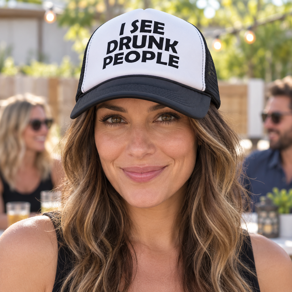 I See Drunk People — Black Trucker Hat — lifestyle alt