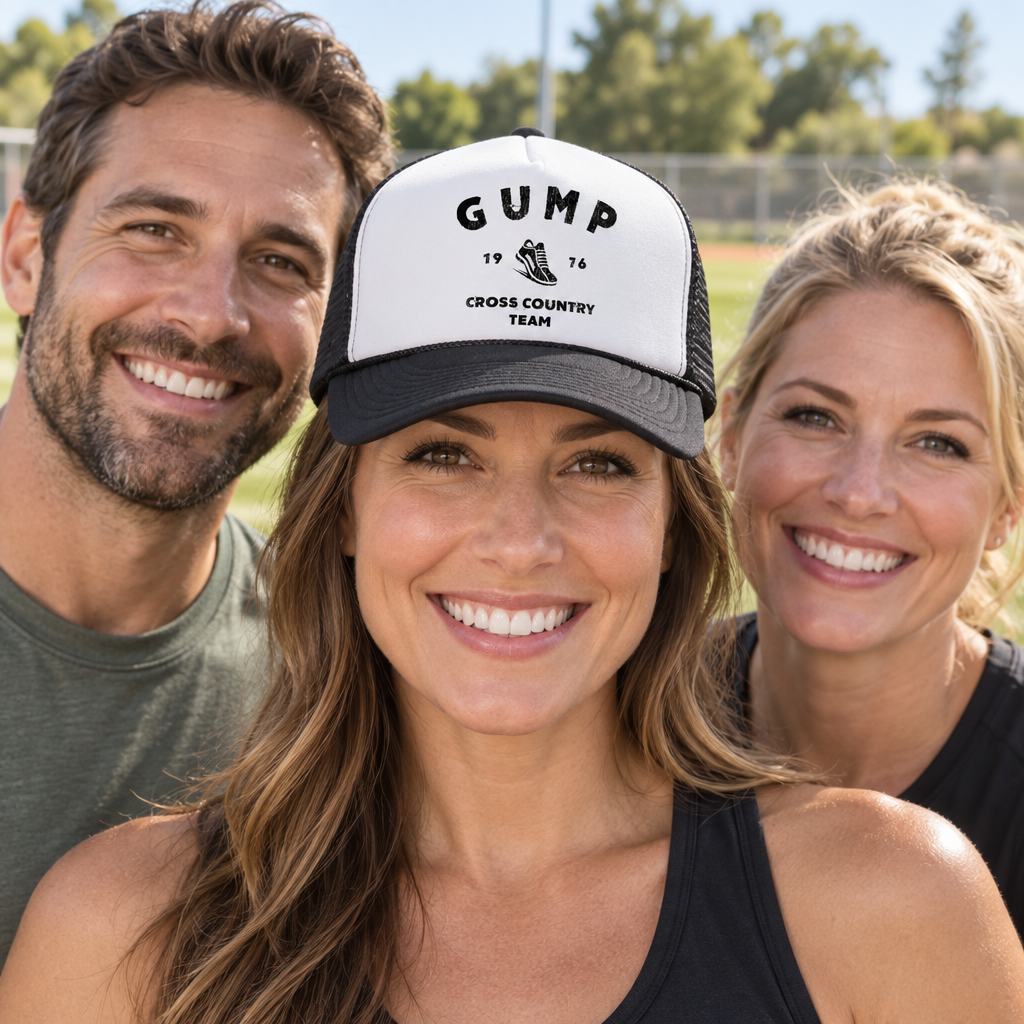 Gump Cross Country Team — Black Trucker Hat — lifestyle group