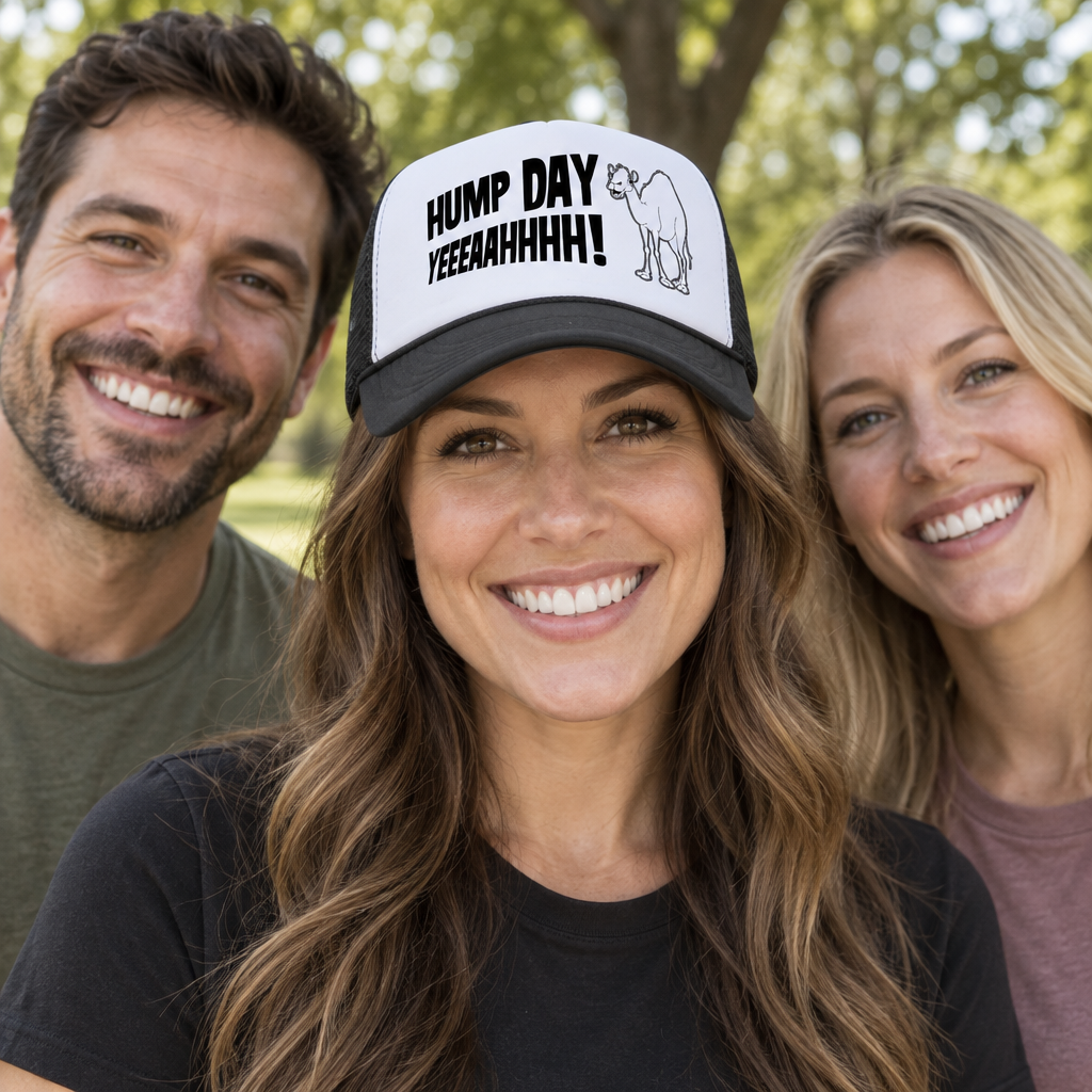 Hump Day Yeahhhh — Black Trucker Hat — lifestyle group