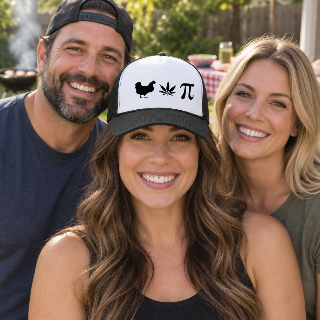 Chicken Pot Pi — Black Trucker Hat — lifestyle group