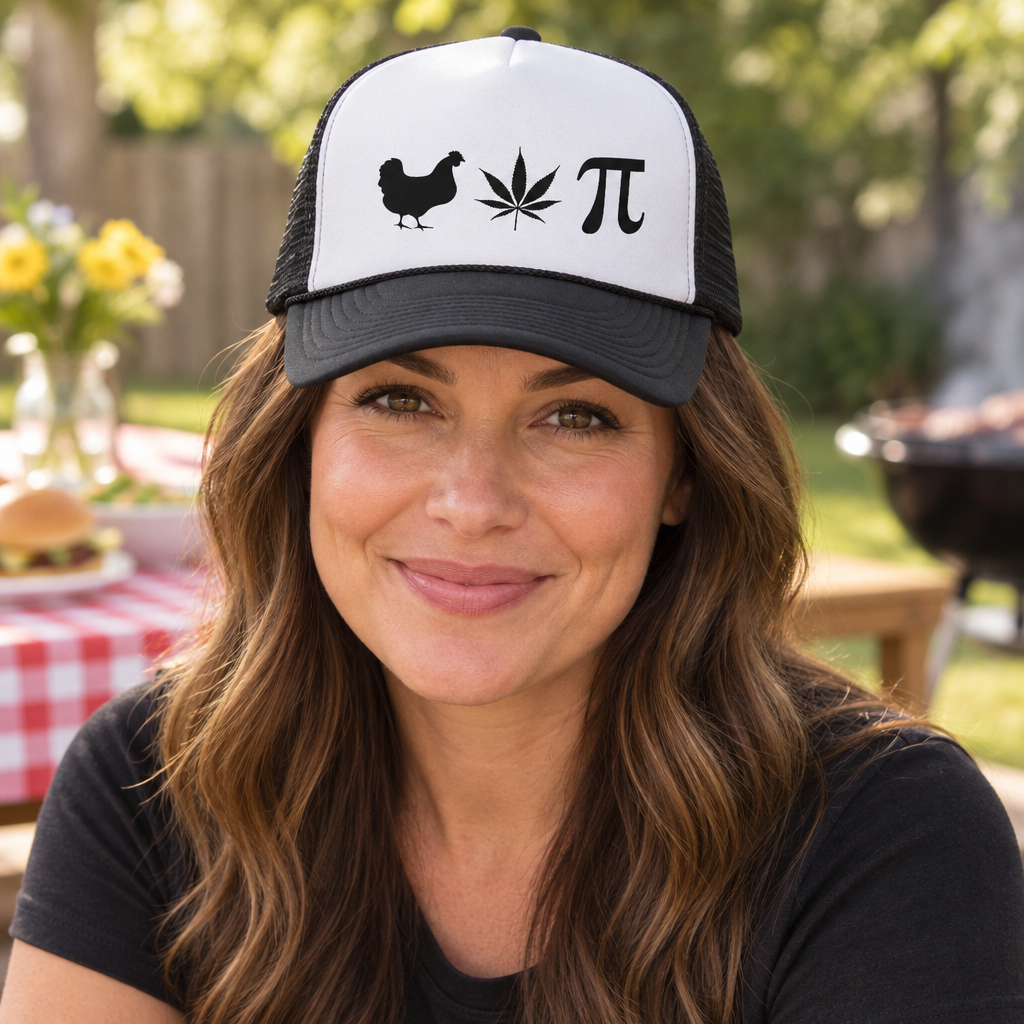 Chicken Pot Pi — Black Trucker Hat — lifestyle hero