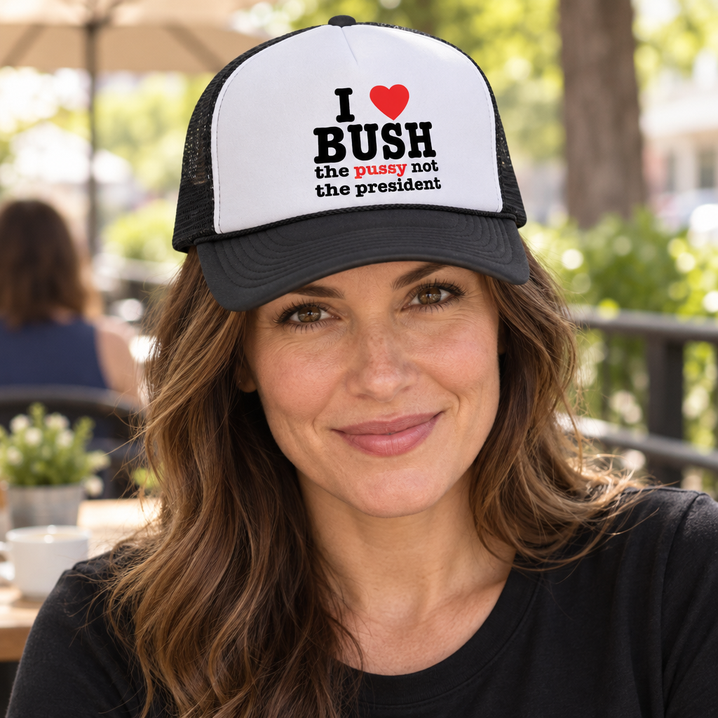 I Love Bush Not the President — Black Trucker Hat — lifestyle hero