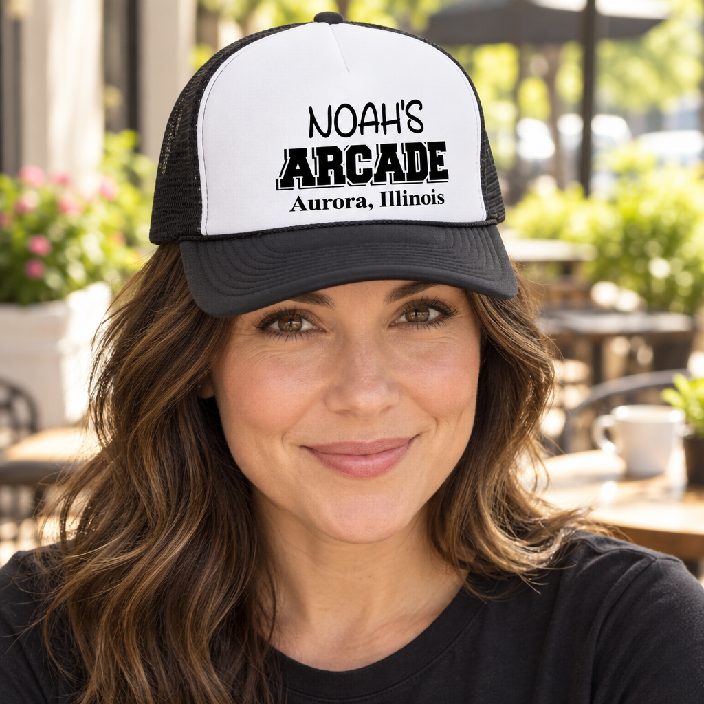 Noah's Arcade — Black Trucker Hat — lifestyle hero