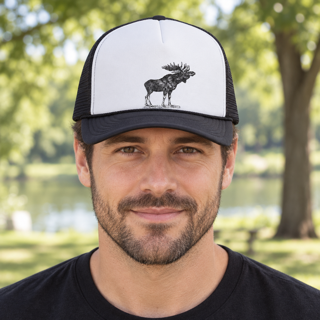 Moose — Black Trucker Hat — lifestyle hero