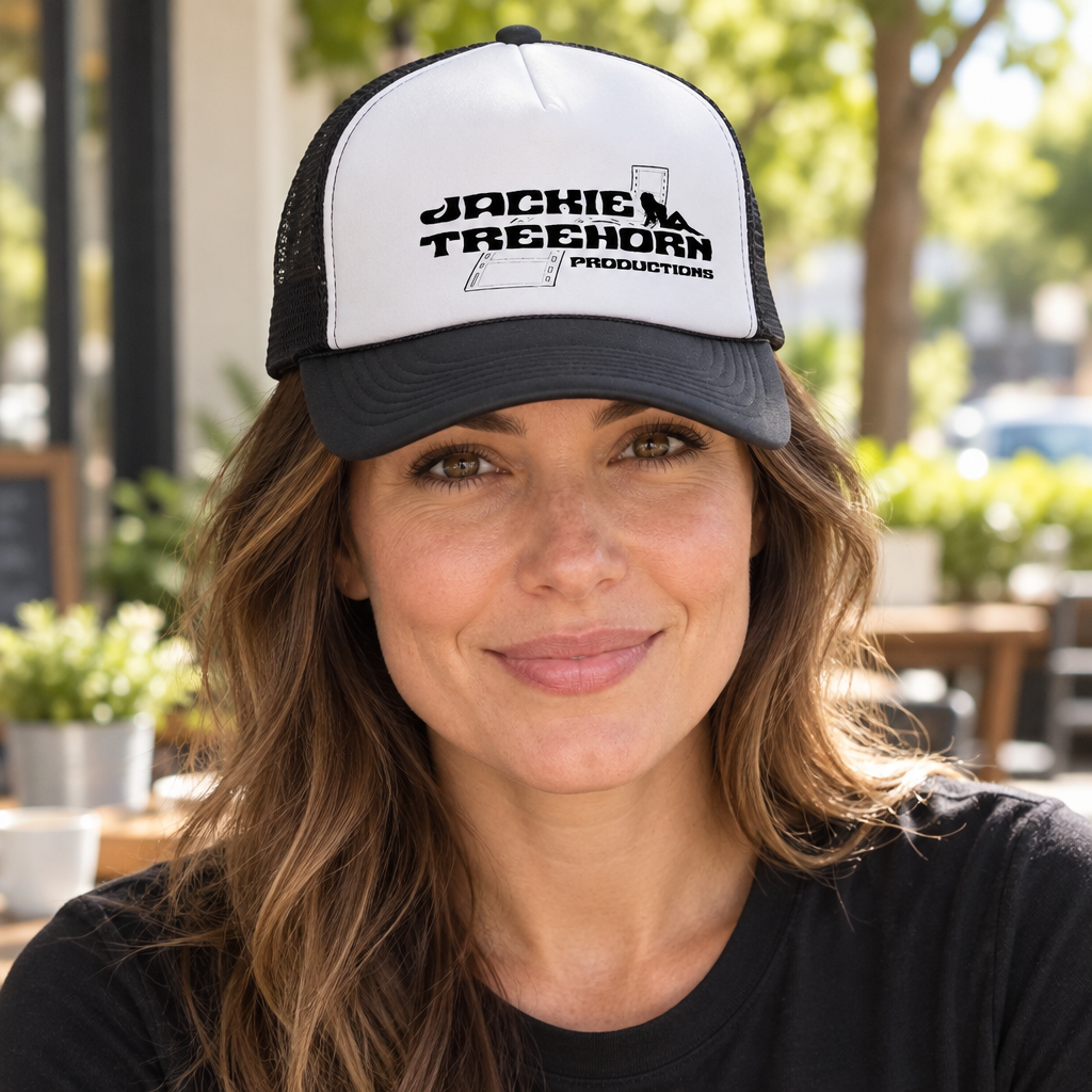 Jackie Treehorn Productions — Black Trucker Hat — lifestyle hero