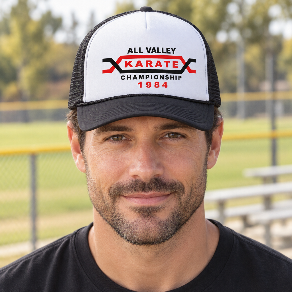 All Valley Karate Championship — Black Trucker Hat — lifestyle hero